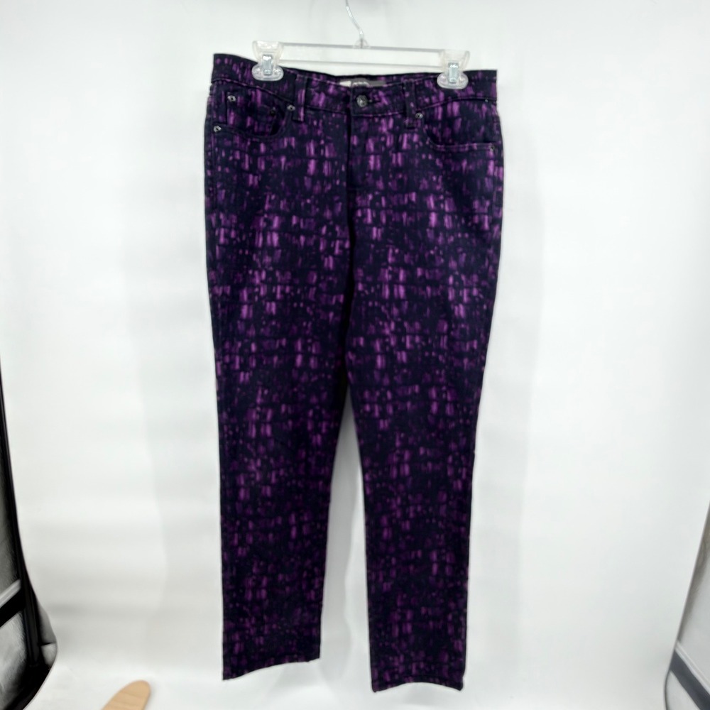 Levi's Mid Rise Skinny Jeans Womens 10M W30 L32 Purple‎ Black Abstract Print